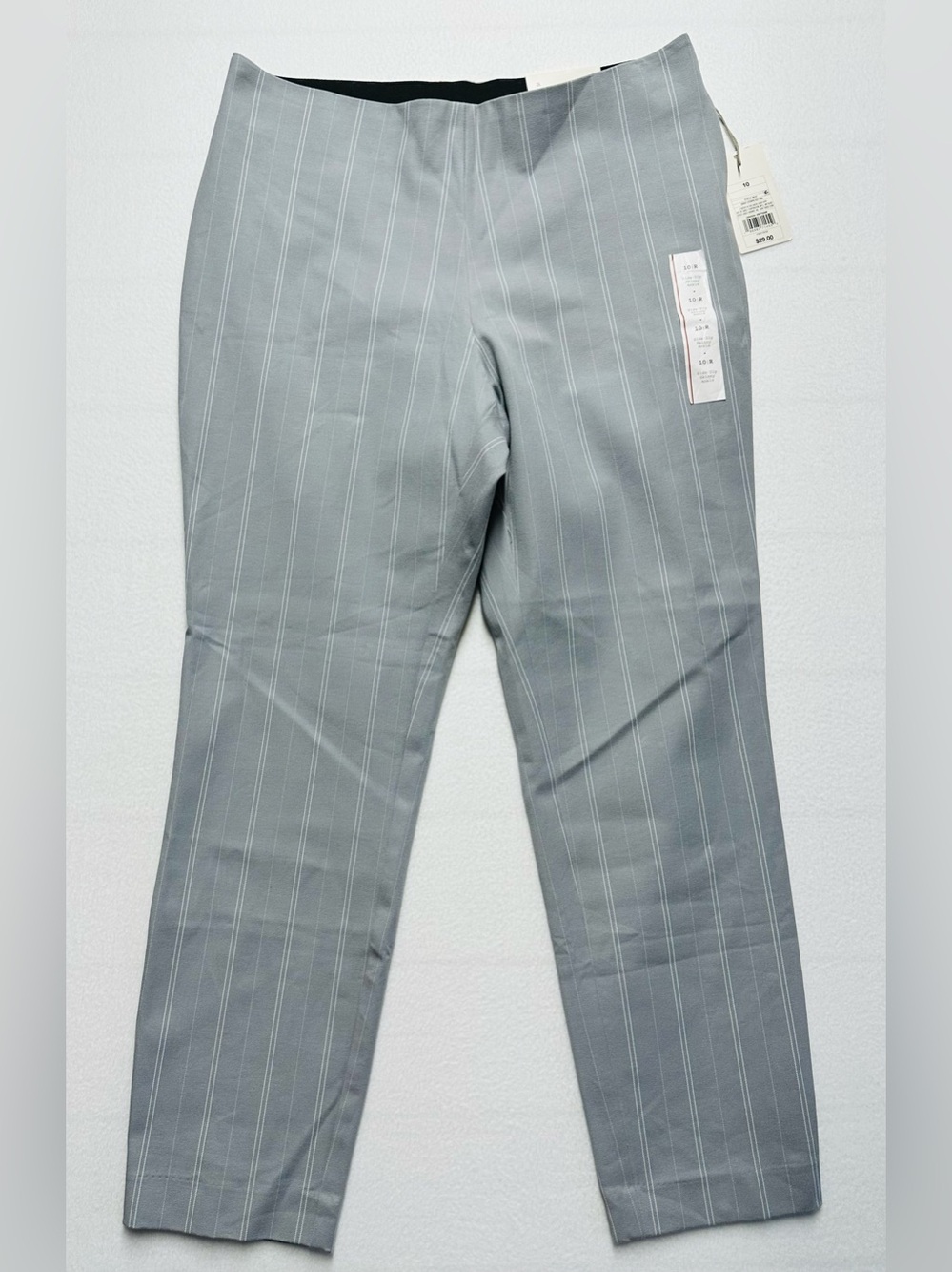 NWT Women’s Gray Pinstripe Skinny Ankle Pants Size 10R High Rise Stretch